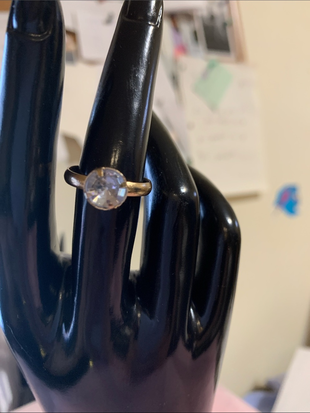Classic Solitaire Crystal Ring in Gold